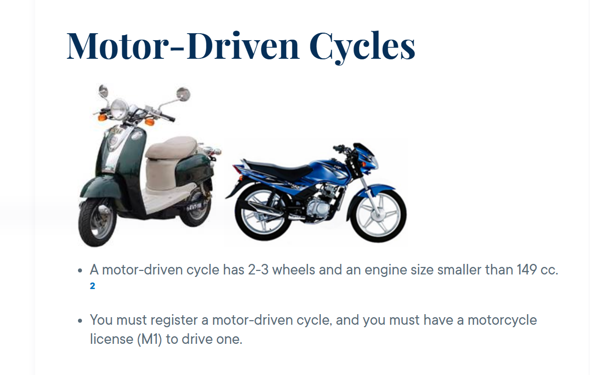 dmv motro driven cycles